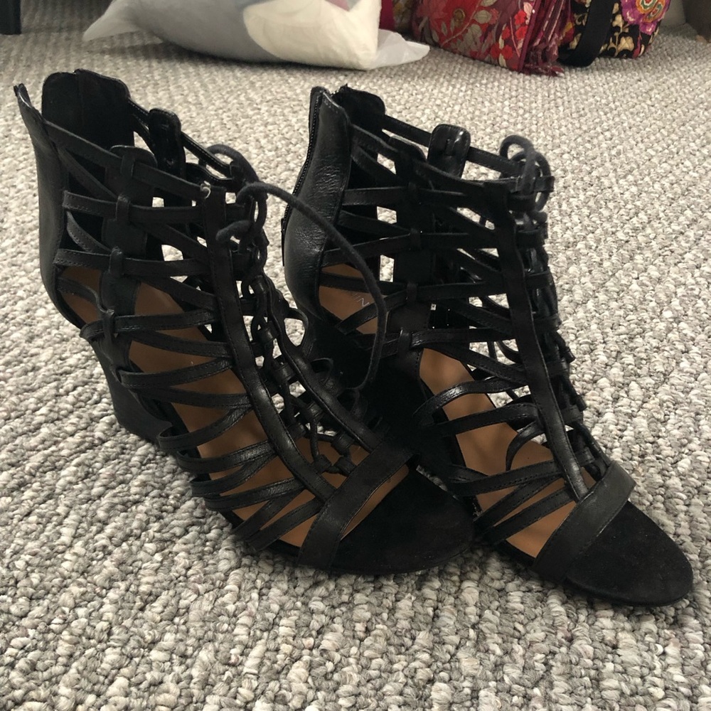 Nine West Strappy Zip Up Wedges